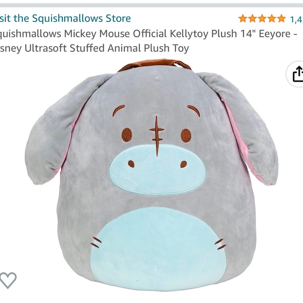 Squishmallows Mickey Mouse Official Kellytoy Plush 14" Eeyore
